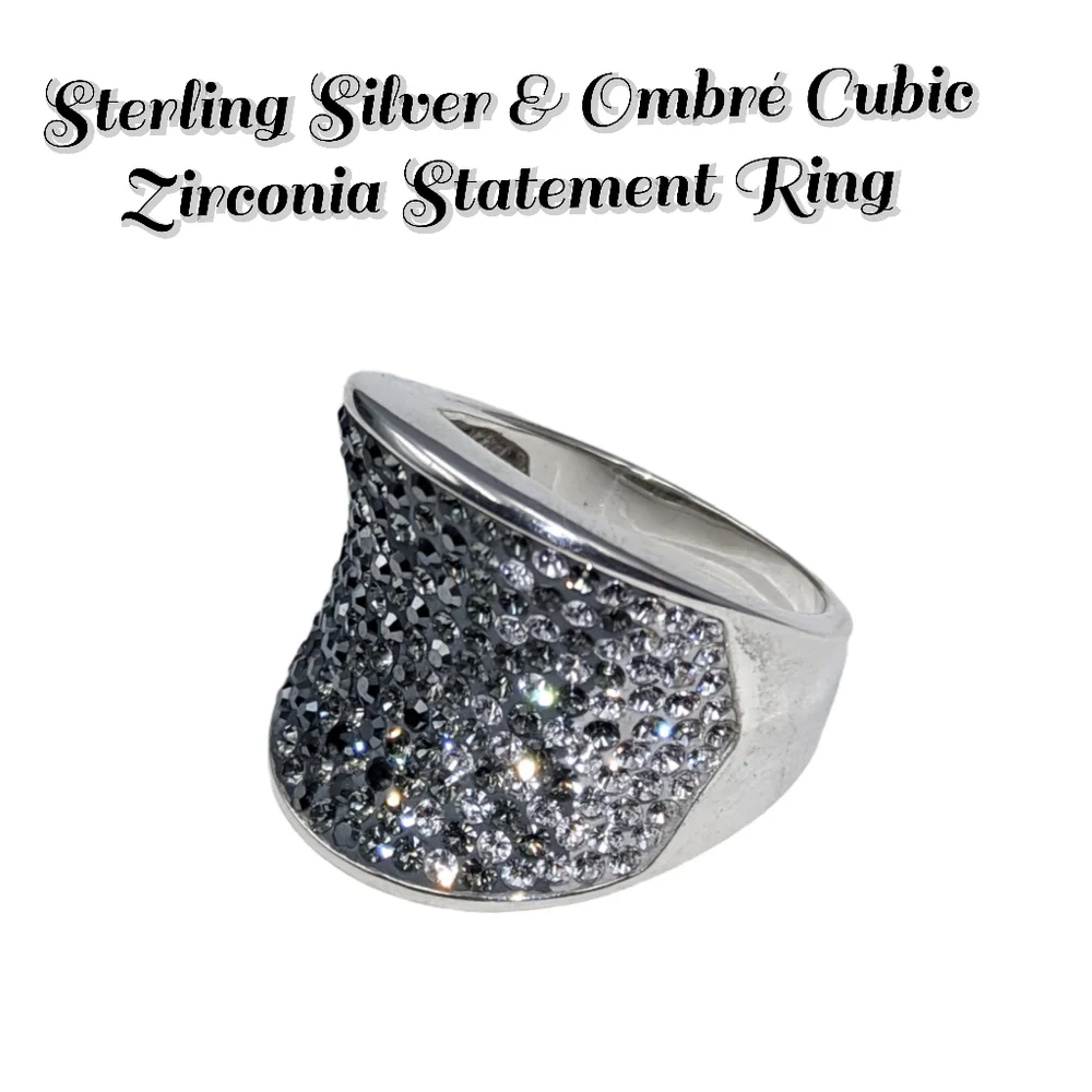 Sterling Silver & Ombré Cubic Zirconia Statement Ring